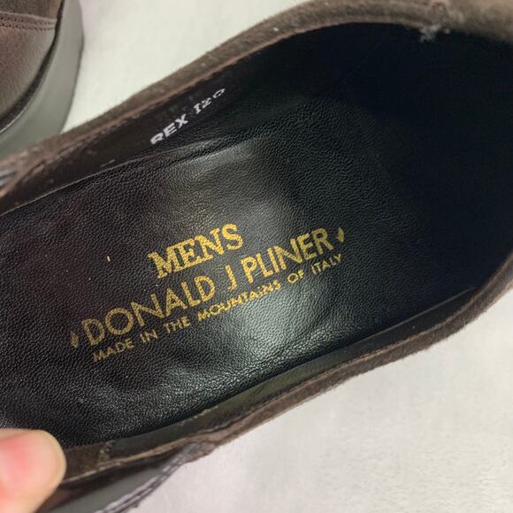Donald J Pliner Rex 120 Mens 8.5M Nappa Leather Suede Dark Brown Italy Loafers main image 5